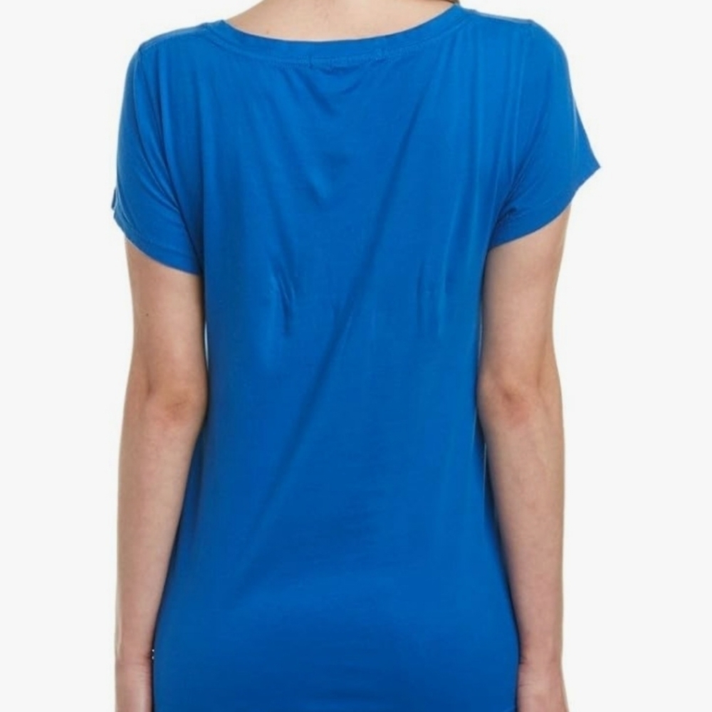 C&C California Lucy V-neck T-shirt Blue M - Picture 2 of 8